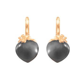 Dew Drop Ohrringe Filigree 750 Gelbgold mit grauem Mondstein