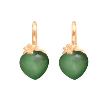 Dew Drop Ohrringe Filigree 750 Gelbgold mit Serpentin