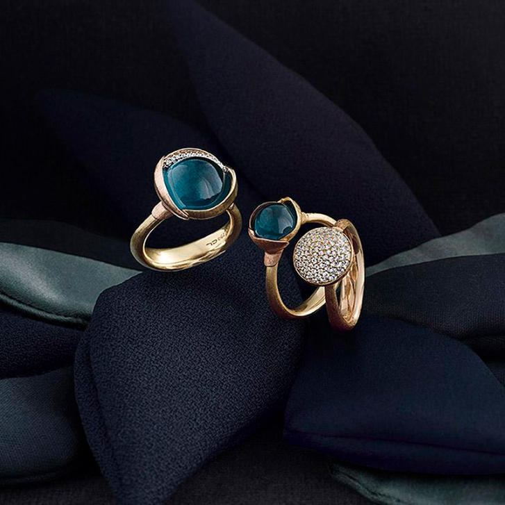 Lotus Ring  No.1 750 Gelb- und Roségold mit London Blue Topas