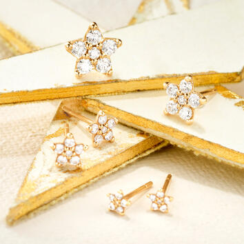 Shooting Stars Ohrstecker 750 Gelbgold klein mit Brillanten