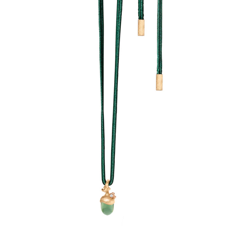 Forest Acorn Anhänger 750 Gelb- und Roségold mit Brillant und Serpentin