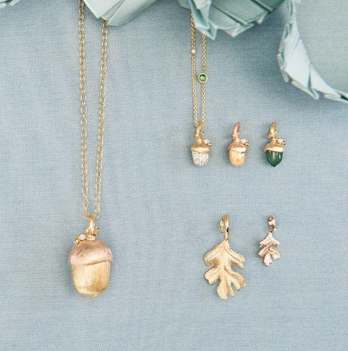 Forest Acorn Anhänger 750 Gelb- und Roségold mit Brillant und Serpentin