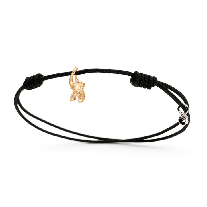 Elephant Armband 750 Gelbgold mit Brillant, schwarz