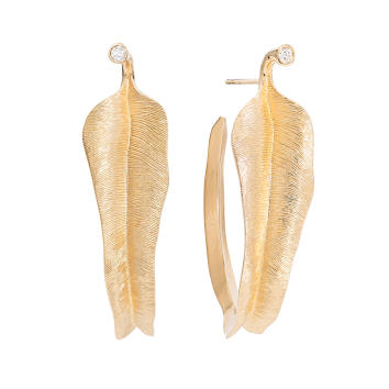 Leaves Creolen large 750 Gelbgold mit Brillanten