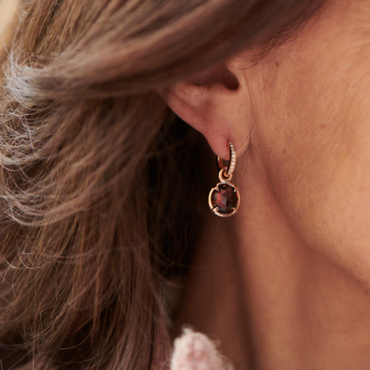 Bron Ohrringe Creolen Lux 750 Roségold Ø 13 mm mit Brillanten