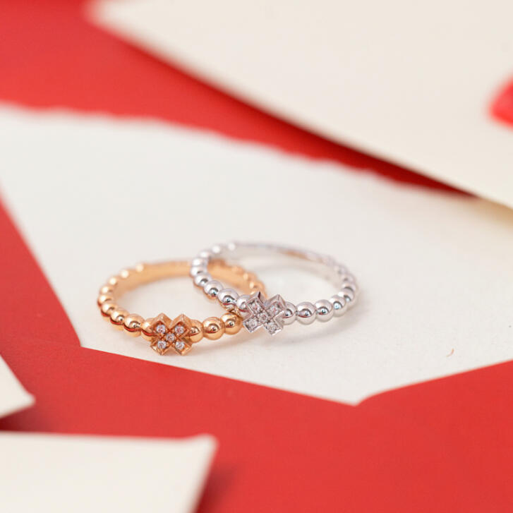 Bron Joy X Ring 750 Roségold mit weißen Brillanten