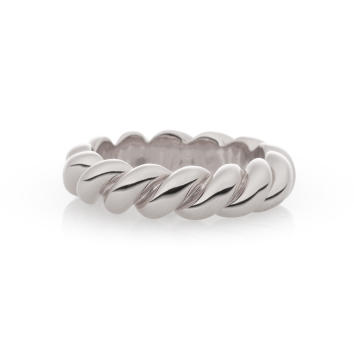 Bron Stax Kordel Ring 5,5 mm 750 Weißgold