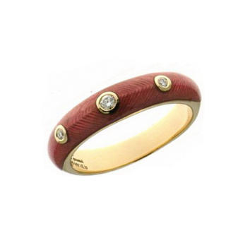 Victor Mayer Ring 750 Roségold mit Feuer-Email und...