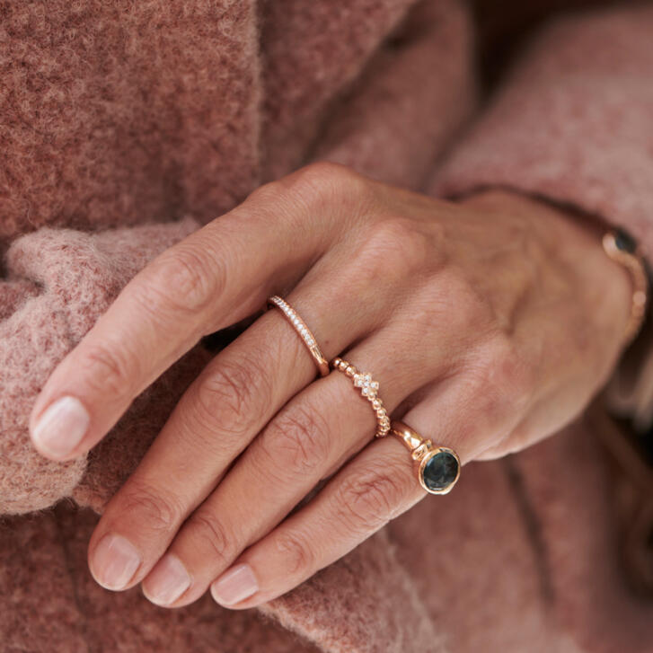 Bron Stax Memoire Ring 2 mm 750 Roségold mit Brillanten