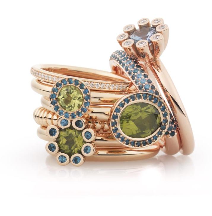 Bron Stax Ring 3,3 mm 750 Roségold mit Saphiren