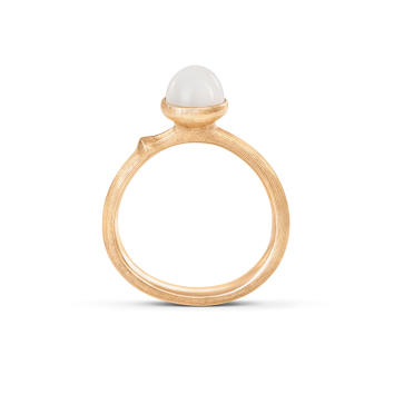 Lotus Tiny Ring 750 Gelbgold mit weißem Mondstein