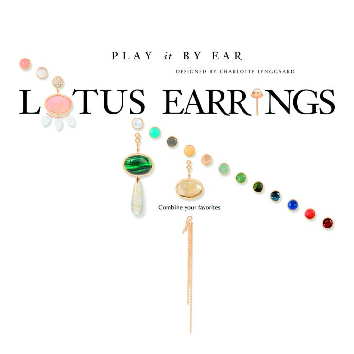 Lotus Ohrring Einhänger 750 Rosé- und Gelbgold Kette lang