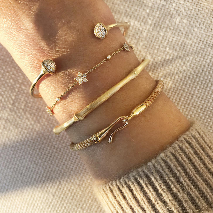 Nature Armreif 750 Gelbgold mit Brillanten