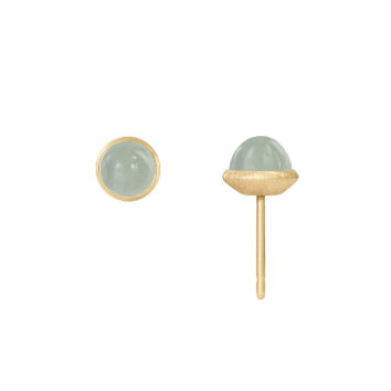 Lotus Ohrstecker 750 Gelbgold mit Aquamarin