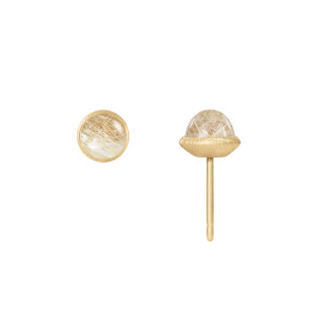 Lotus Ohrstecker 750 Gelbgold mit Rutilquarz
