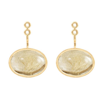 Lotus Ohrring Einhänger 750 Gelbgold mit Rutilquarz