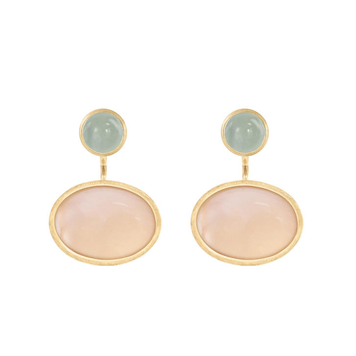 Lotus Ohrring Einhänger 750 Gelbgold mit Blush Mondstein