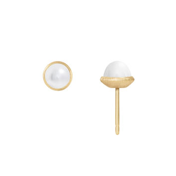 Lotus Ohrstecker 750 Gelbgold mit Perle