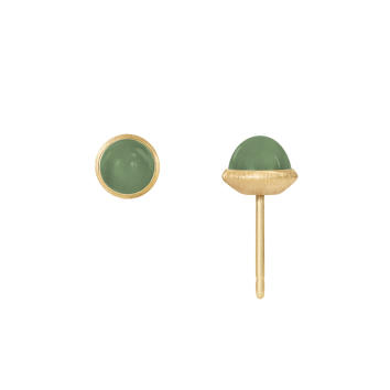 Lotus Ohrstecker 750 Gelbgold mit Serpentin