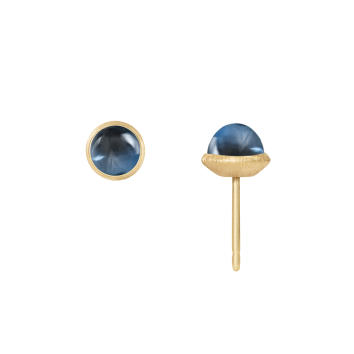 Lotus Ohrstecker 750 Gelbgold mit London Blue Topas
