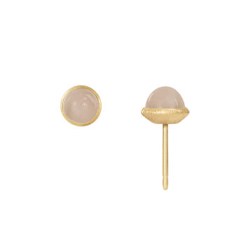 Lotus Ohrstecker 750 Gelbgold mit Blush Mondstein