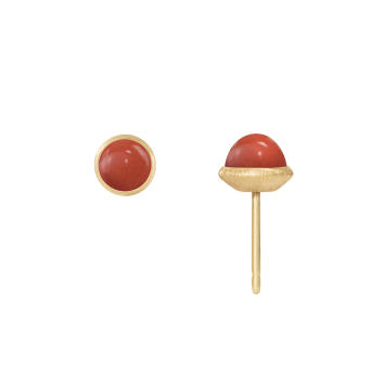 Lotus Ohrstecker 750 Gelbgold mit Koralle