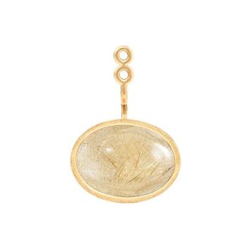 Lotus Ohrring Einhänger 750 Gelbgold mit Rutilquarz