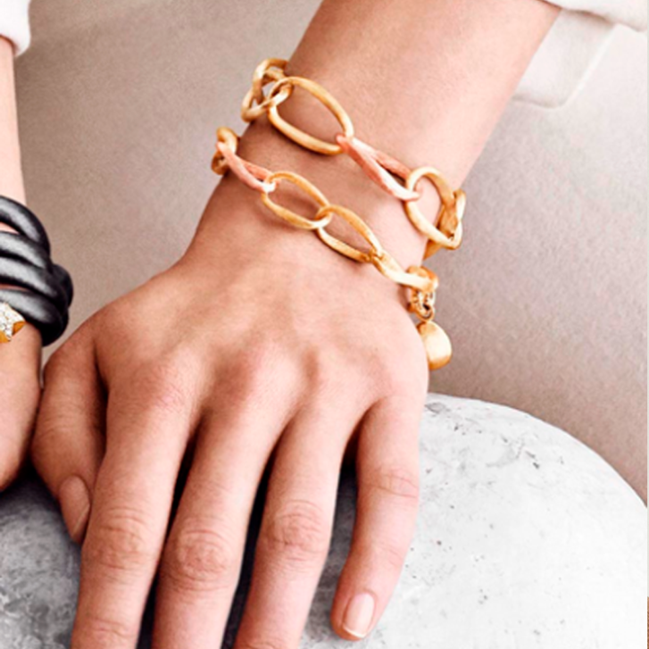 Love Armband groß 750 Gelbgold, 3 Glieder 750 Roségold