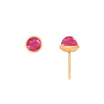 Lotus Ohrstecker 750 Gelbgold mit rosa Turmalin