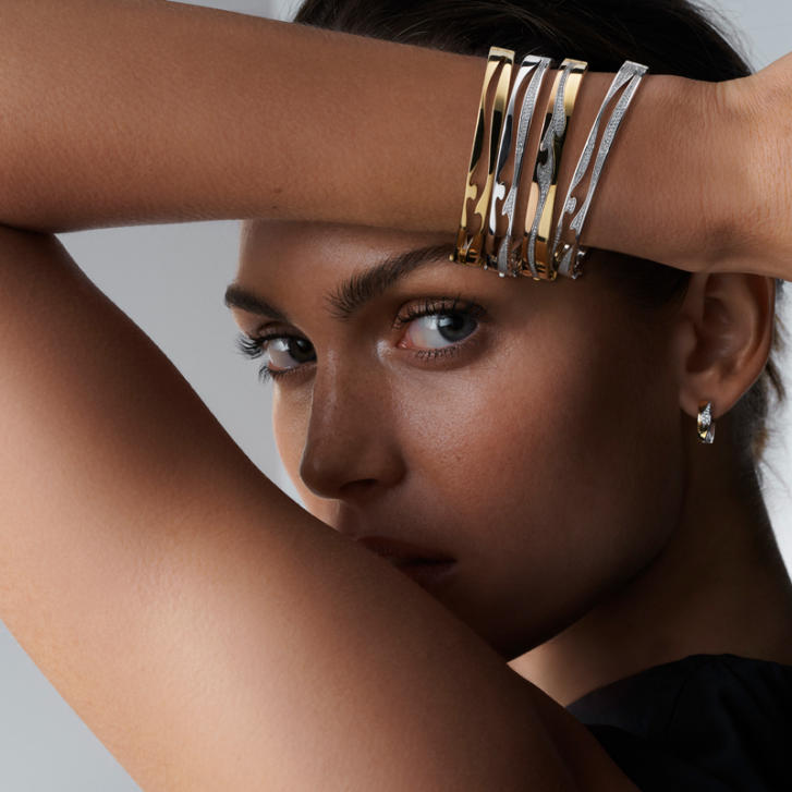 Fusion Creolen klein 750 Gelb- und Weißgold  mit Brillanten