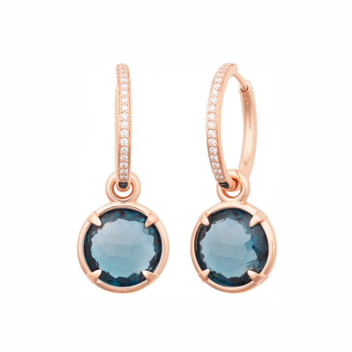 Bron Ohrring Einhänger Mira Mira Ø 12 mm 750 Roségold mit London Blue Topas