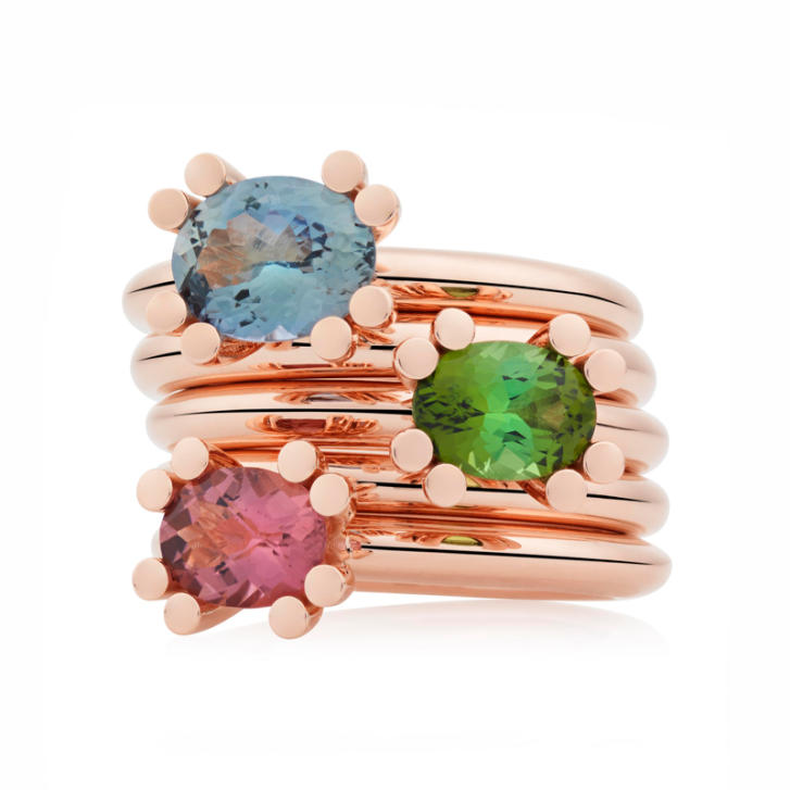 Bron Phlox Ring 750 Roségold mit grünem Turmalin