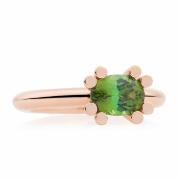 Bron Phlox Ring 750 Roségold mit grünem Turmalin