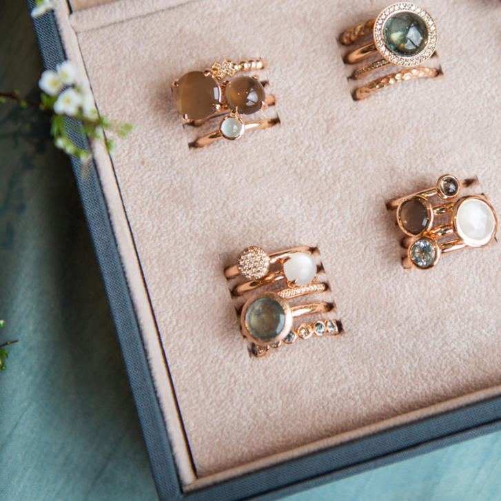 Bron Stax Memoire Ring 2,7 mm 750 Roségold mit Brillanten