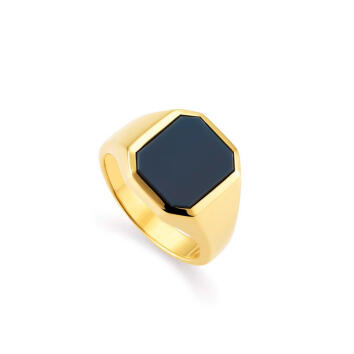 Romeo & Juliet Siegelring 750 Gelbgold mit Lagenonyx
