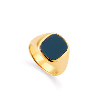 Romeo & Juliet Siegelring 750 Gelbgold mit Lagenonyx