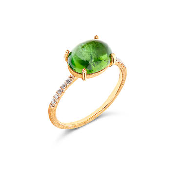 Dancing Tourmalines Ring 750 Gebgold mit grünem...
