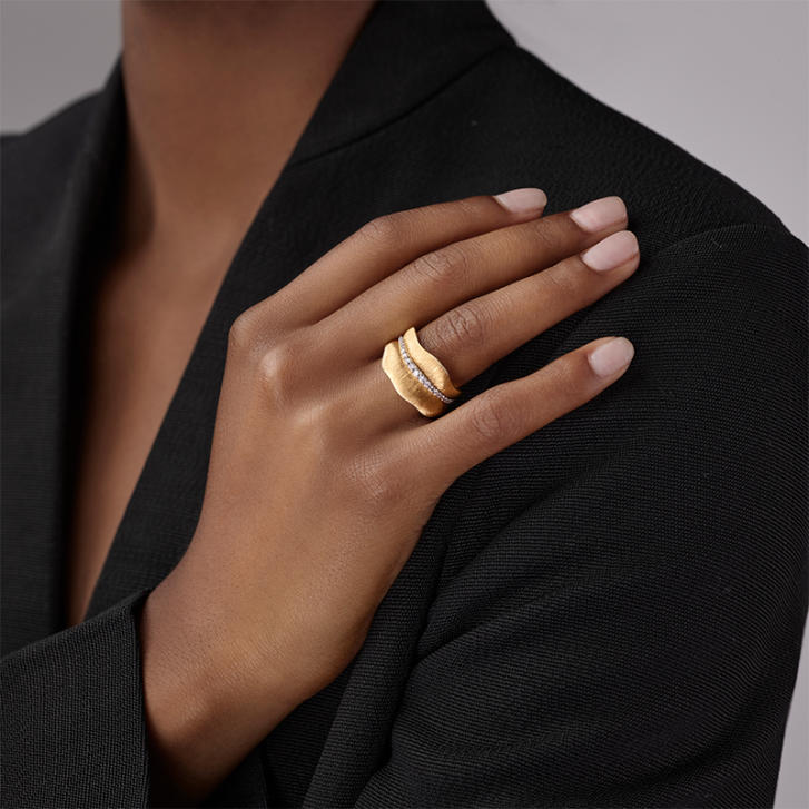 Leaves Ring 750 Gelbgold mit Brillanten