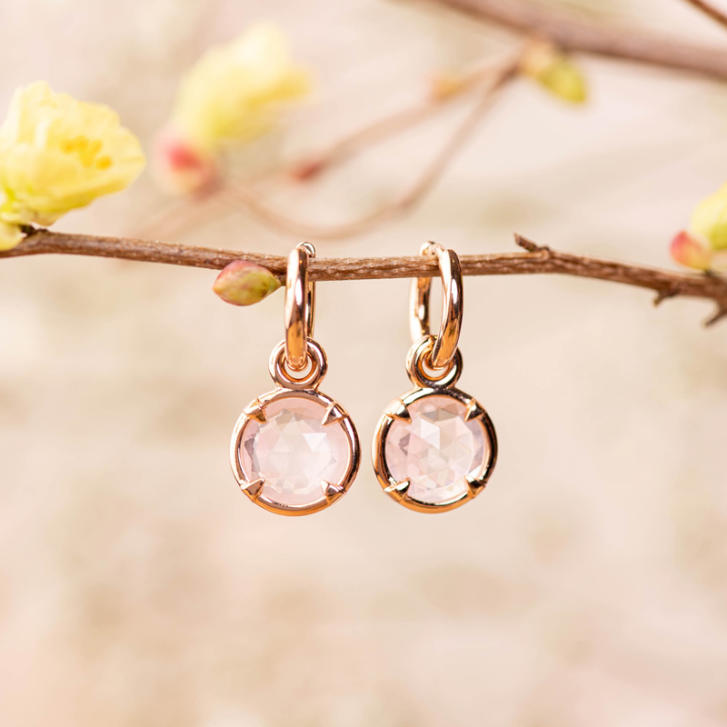 Bron Ohrring Einhänger Mira Mira Ø 10 mm 750 Roségold mit Rosenquarz