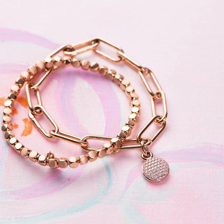 Reflex Armband Quadrat 4 mm 750 Roségold