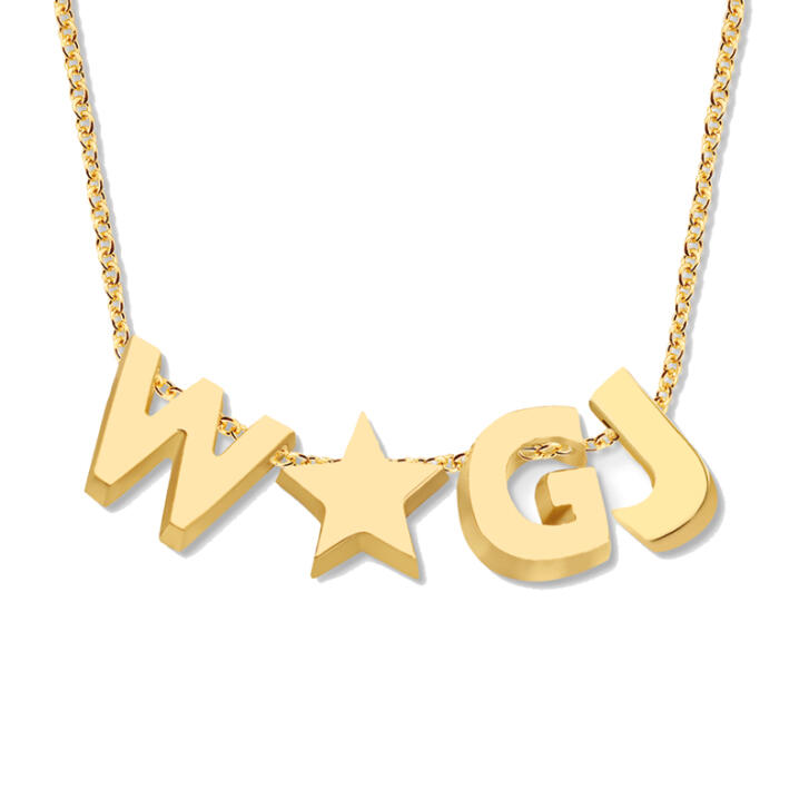 Signature Kette 4 Initialen/ Symbole/ Ziffern 750 Gelbgold