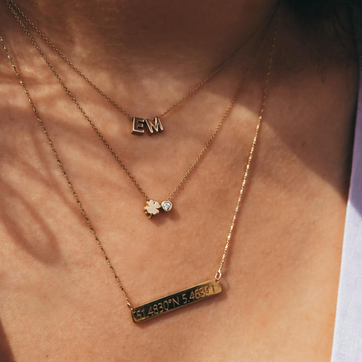 Signature Kette 1 Initial/ Symbol/ Ziffer 750 Weißgold mit einem Edelstein