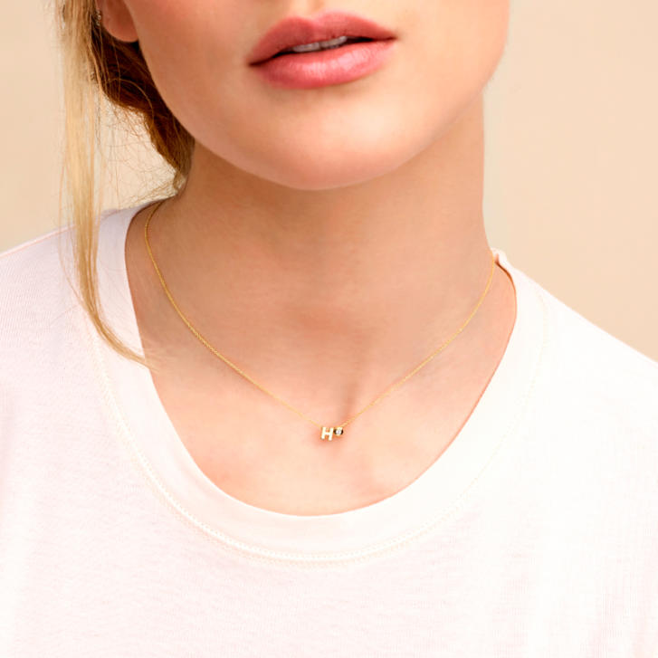 Signature Kette 1 Initial/ Symbol/ Ziffer 750 Weißgold mit einem Edelstein