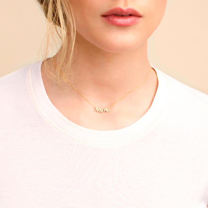 Signature Kette 3 Initialen/ Symbole/ Ziffern 750 Weißgold mit einem Edelstein
