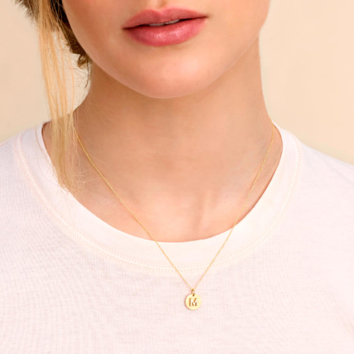 Signature Disc Kette 1 Initial/ Symbol/ Ziffer 750 Gelbgold