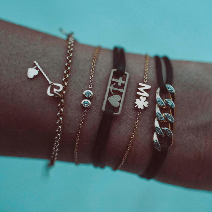 Signature Armband 2 Initialen/ Symbole/ Ziffern 750 Roségold
