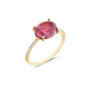 Dancing Tourmalines Ring 750 Gelbgold mit rosa Turmalin und Brillanten 60