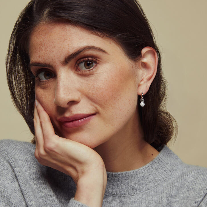 Bron Ohrring Einhänger Stardust 750 Weißgold mit Brillanten