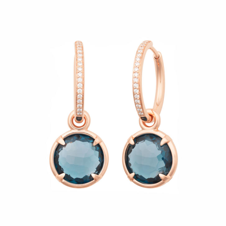 Bron Ohrring Einhänger Mira Mira Ø 10 mm 750 Roségold mit London Blue Topas