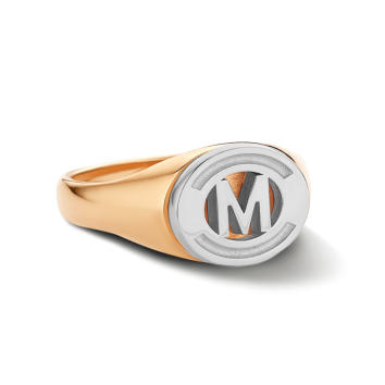 Signet Ring mit 1 Initial 750 Rosé- und...